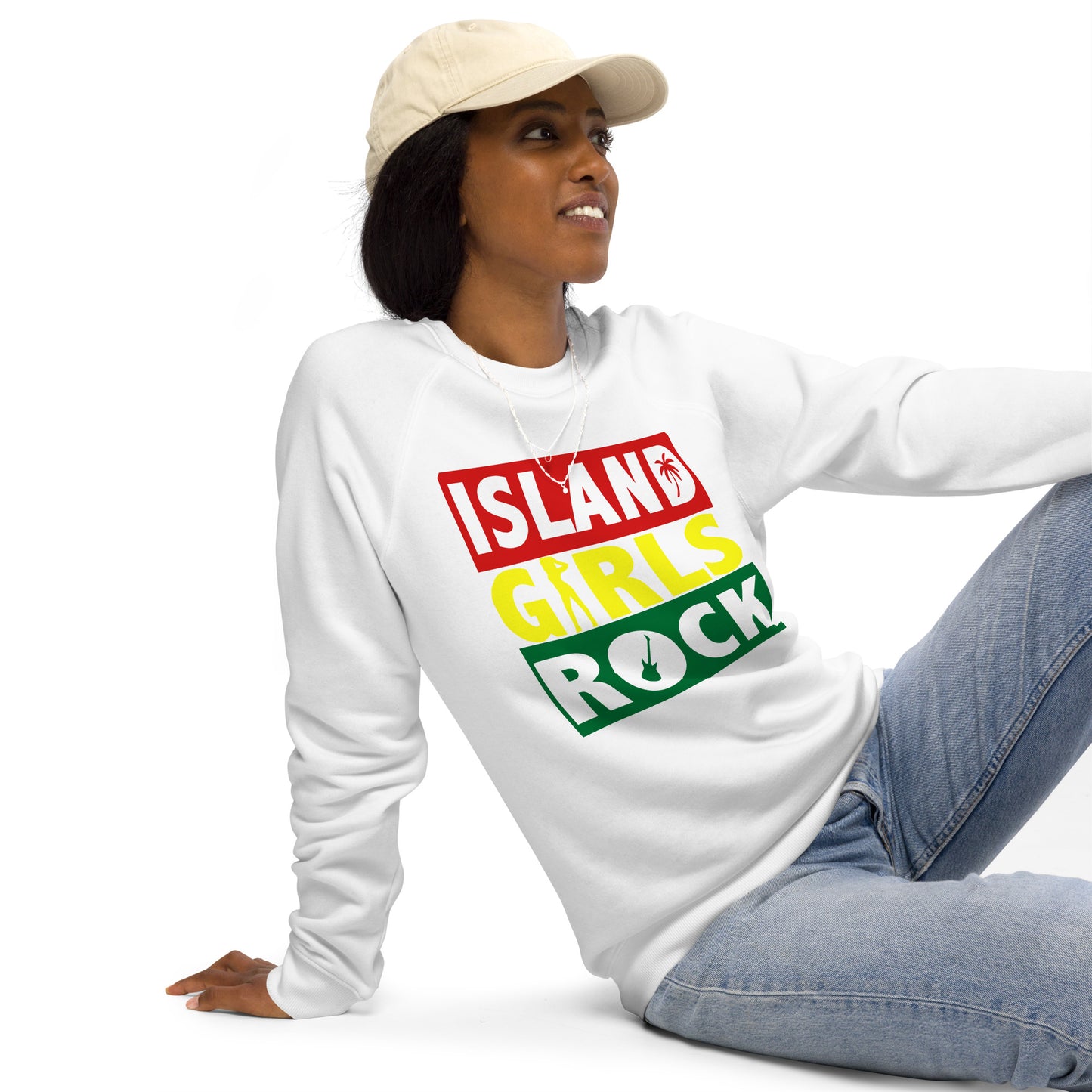 ISLAND GIRLS ROCK organic raglan sweatshirt